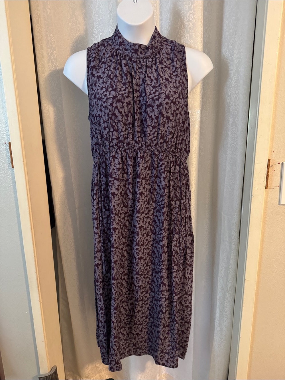 A New Day Sleeveless Dark Purple Floral Midi Dress Sz: XL